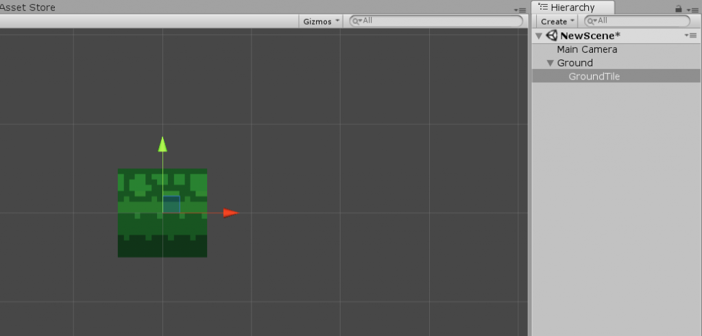 Unity scene with ground tile sprite added