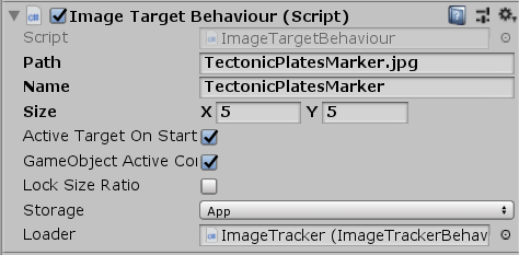 Image Target script for Unity AR project