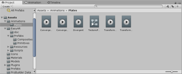 Tectonic Plates animations in Assets folder in Unity