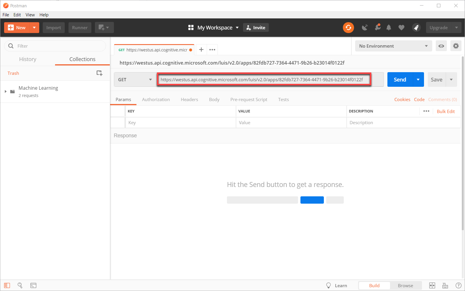 Postman page with GET key highlighted