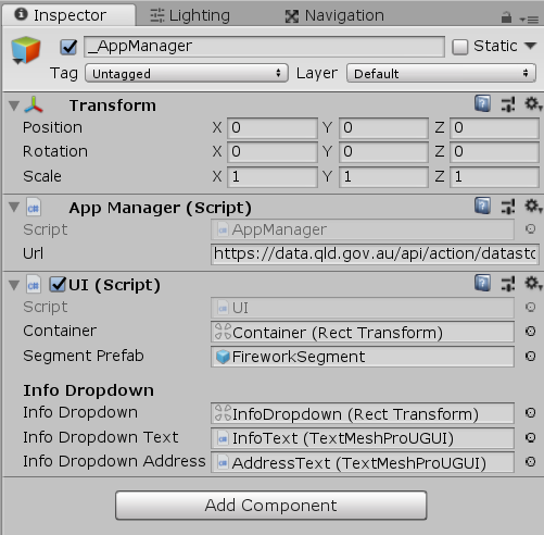 AppManager Inspector window within Unity