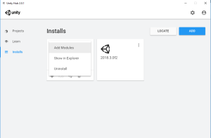 Unity Hub with Installs shown