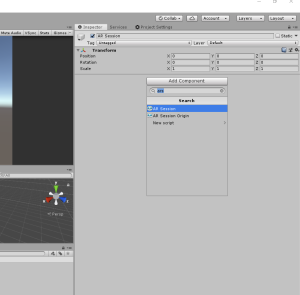 Unity Inspector with AR Session selected from Add Component