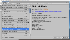 ARKit XR Plugin information within Unity