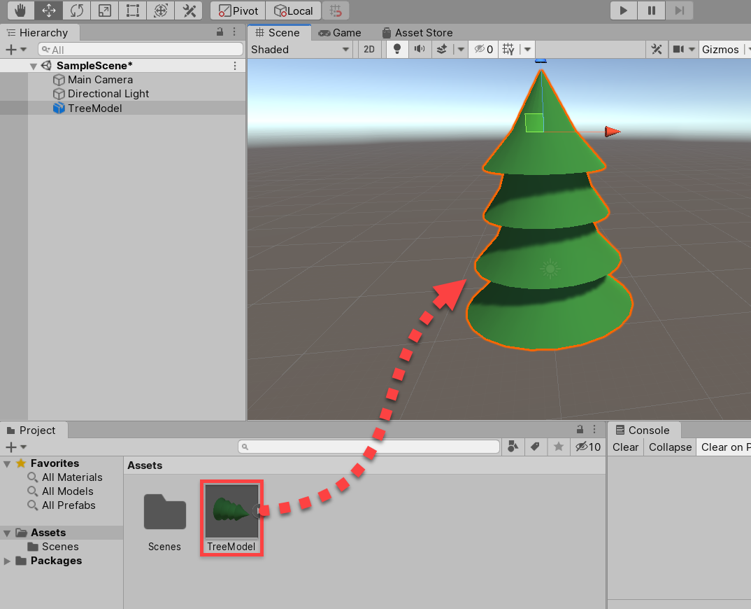 Importing the model into Unity.