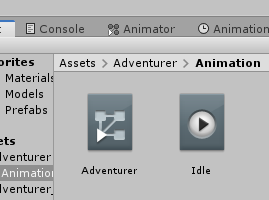 Idle animation in the animation folder/