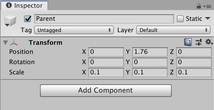 Unity Inspector Component for Parent object