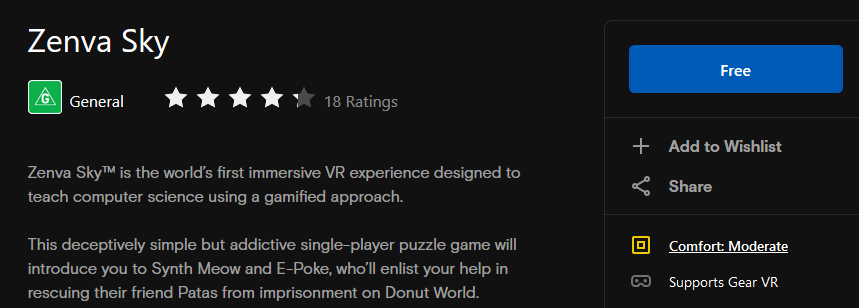 Zenva Sky reviews in Oculus Store