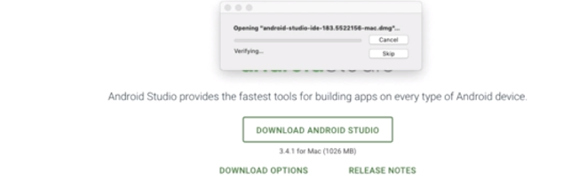 Android Studio being unzipped on Mac