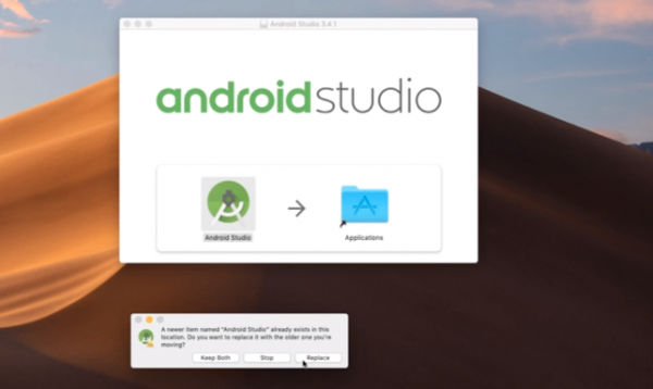 Android Studio with Windows permission dialogue box