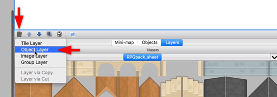 Tiled Object Layer highlighted in blue