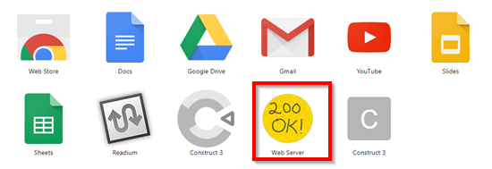 Chrome Web Server icon button