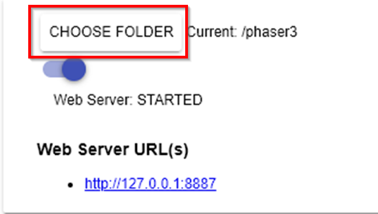 Choose Folder option for Chrome Web Server