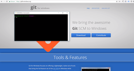 Git homepage for Windows download