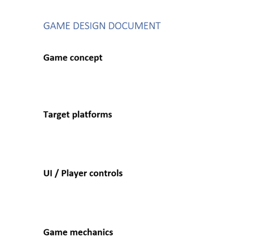 Game Design Document template