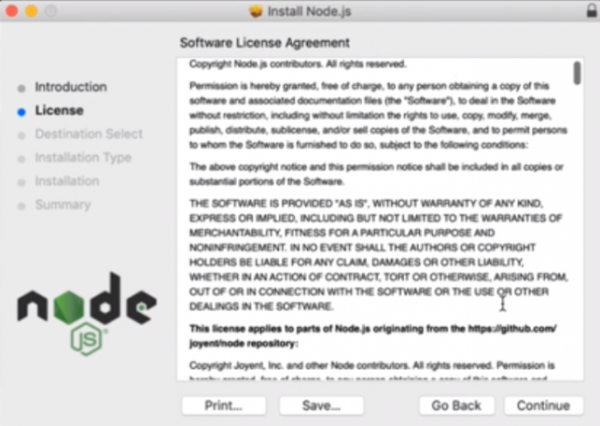 Node.js license agreement
