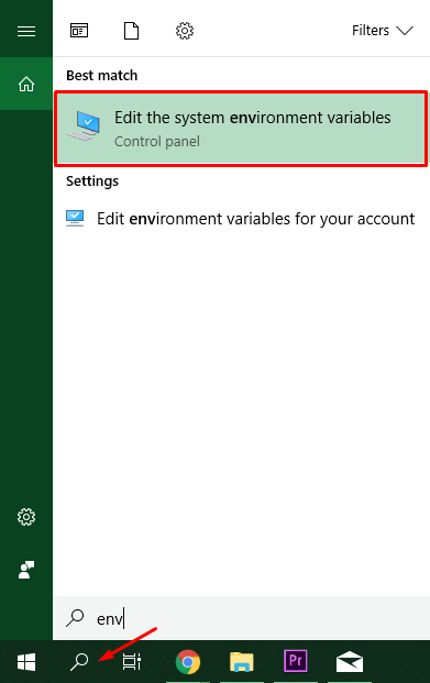 Windows search for env variables