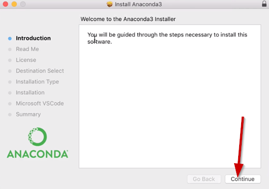 Anaconda3 Installer window on Introduction