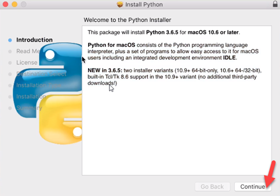 Python Installation Introduction window