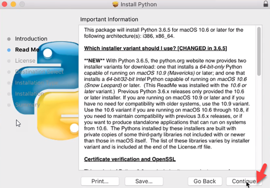 Python Installation Read Me window
