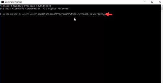 Command Prompt with file path pasted in