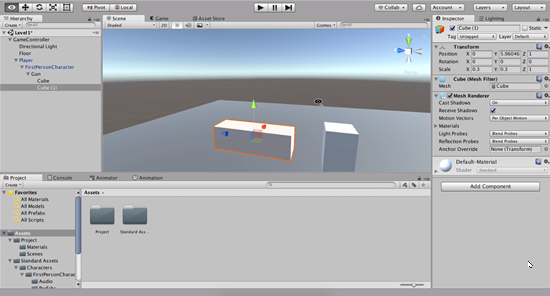 Second cube object in Unity scaled