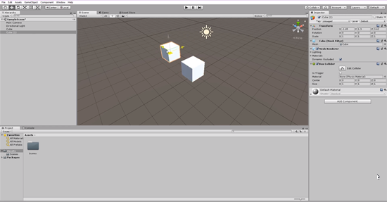 Unity scene with duplicate cube