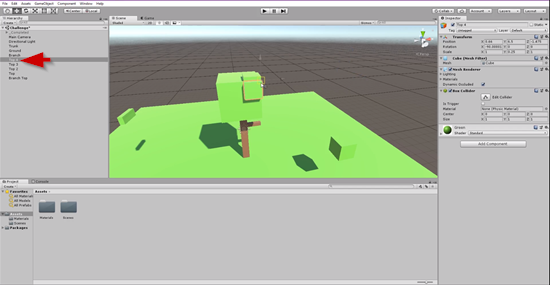 3D leaf bunch snapped to side of tree in Unity