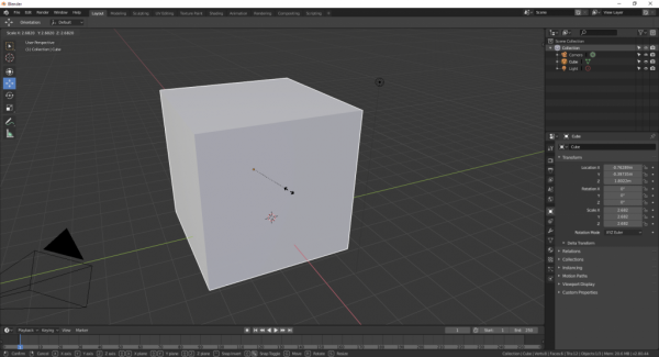 Cube in Blender scene