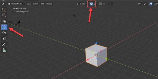 Blender with movement snapping button selected