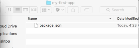 package.json file in my first app folder