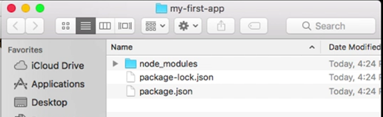 my first app folder with node_modules folder
