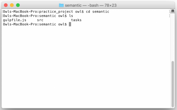 Terminal changed into semantic UI folder