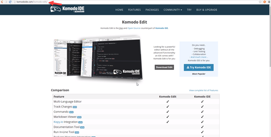 Komodo IDE website
