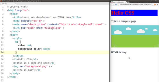 HTML file example for inline CSS