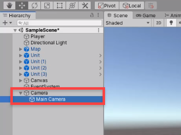 Unity Hierarchy with Main Camera as a child object