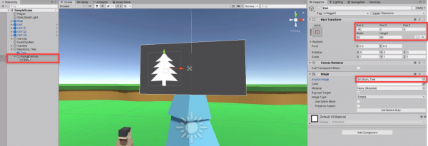 Unity UI image with white tree sprite added