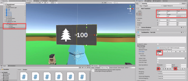 Unity UI image with text mesh pro text added