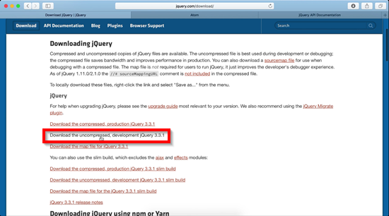 jQuery downloads page