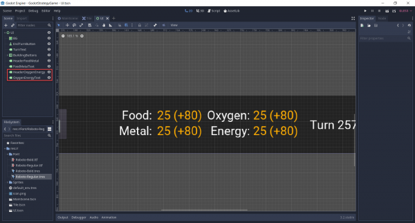 Duplicating the resource header and value labels for oxygen and energy.