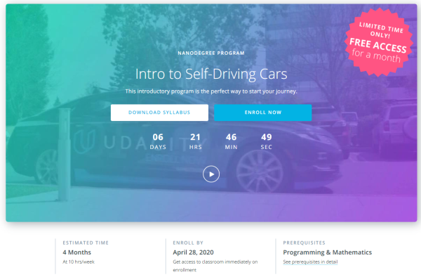 Udacity program for self driving cars