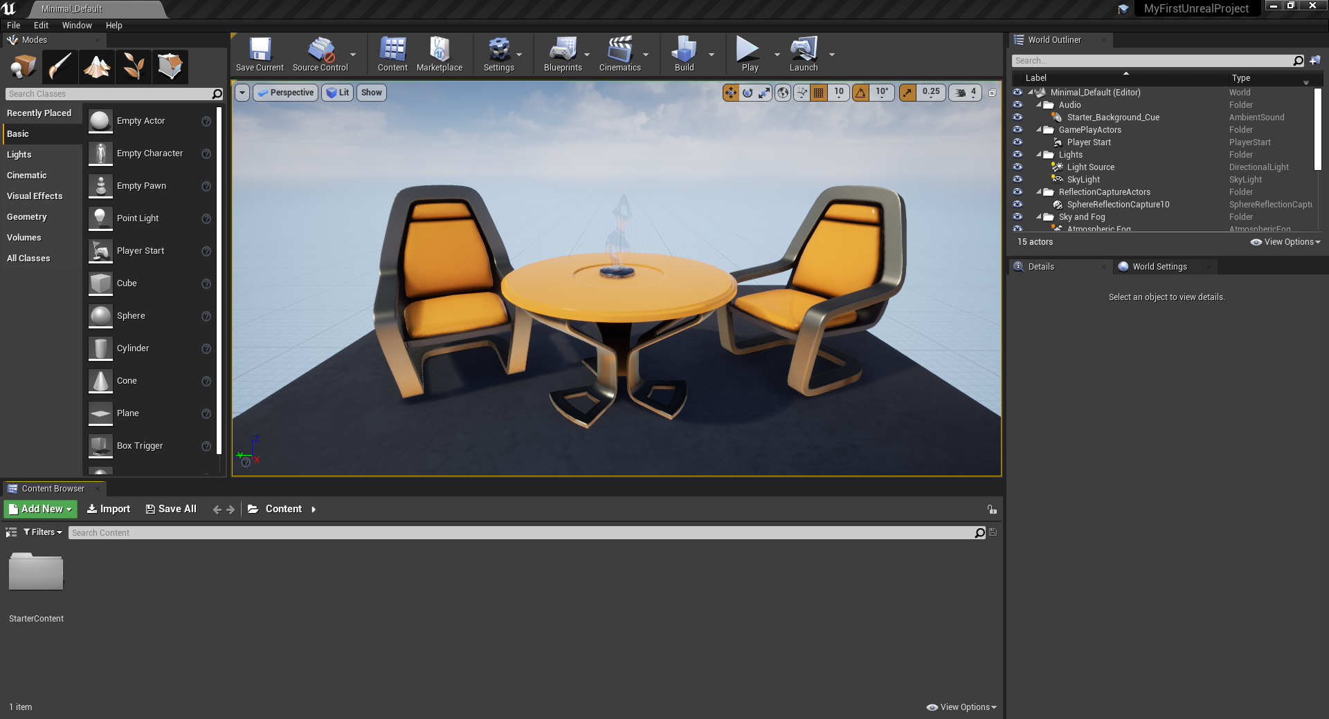Defualt Unreal Engine for new project