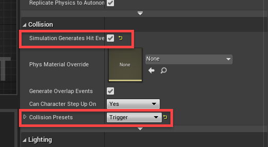 Enemy collision logic parameters in Unreal Engine