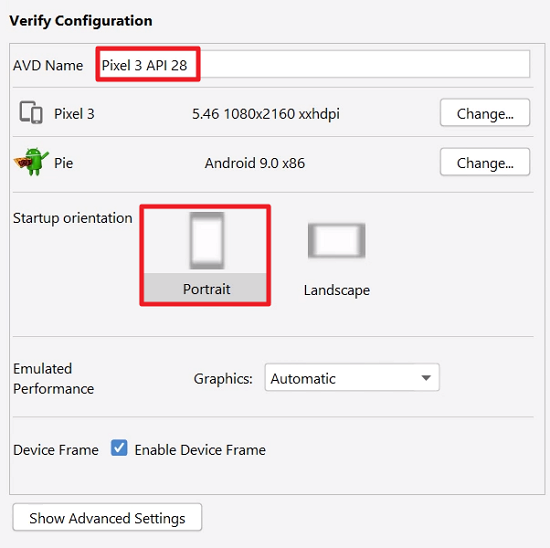 Verify Configuration in Android Studio