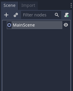 Godot Scene tab with MainScene node