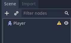 New player node in Godot Scene tab