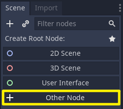 Godot scene tab with Other Node selected