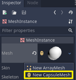CapsuleMesh option in Godot