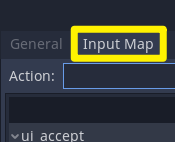 Godot Input Map tab
