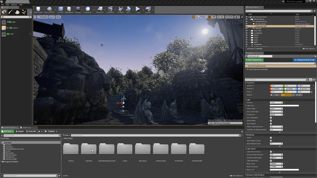 Unreal Engine sample project in editor